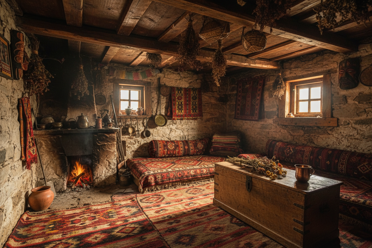 Inside of a Himalayan Hut home
